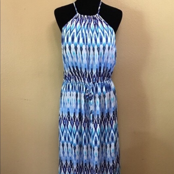 EUC Athleta ikat blue/white halter dress! 💕 - Picture 1 of 7